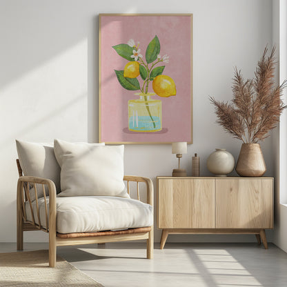 Lemon Bunch In Vase - Poster / Art Print - interiör