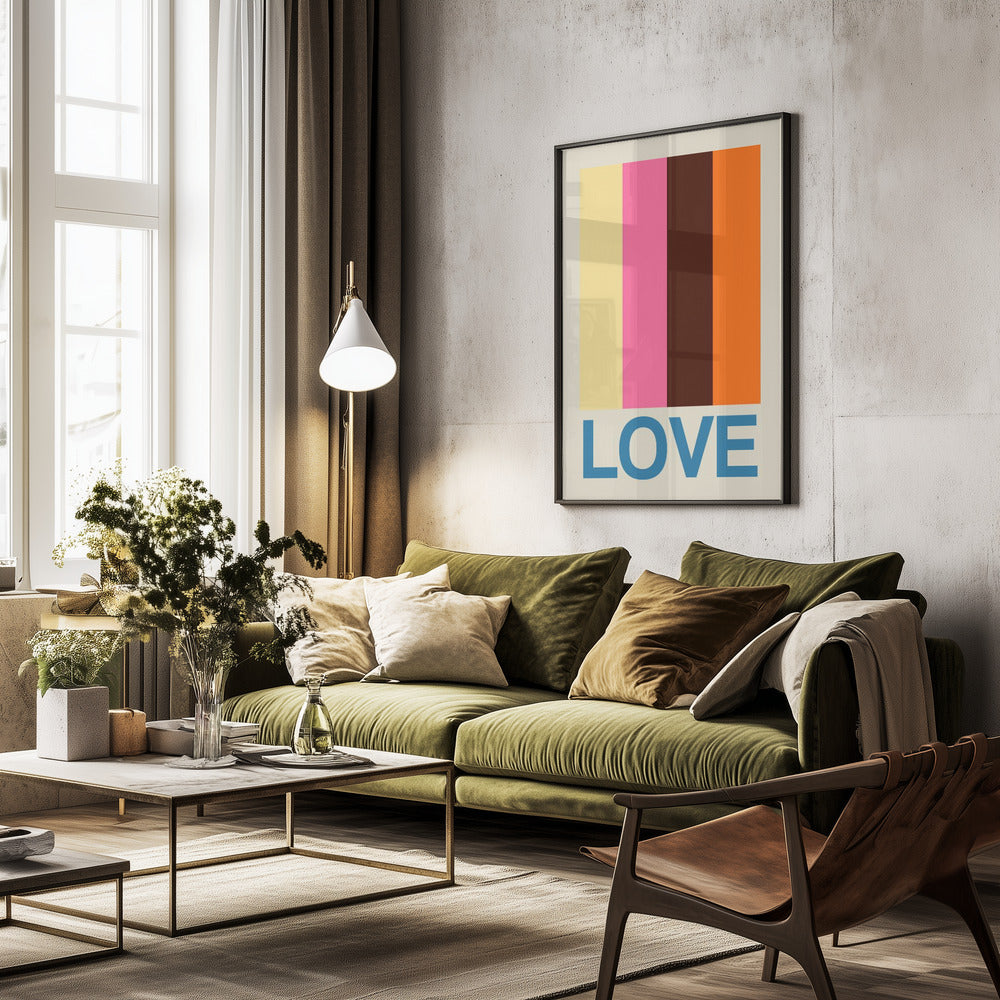 Retro Stripe LOVE Summer Fruits - Poster / Art Print - interiör