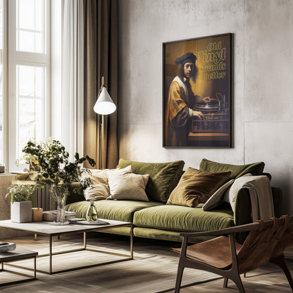 Old Vinyl Sounds Better - Poster / Art Print - interiör