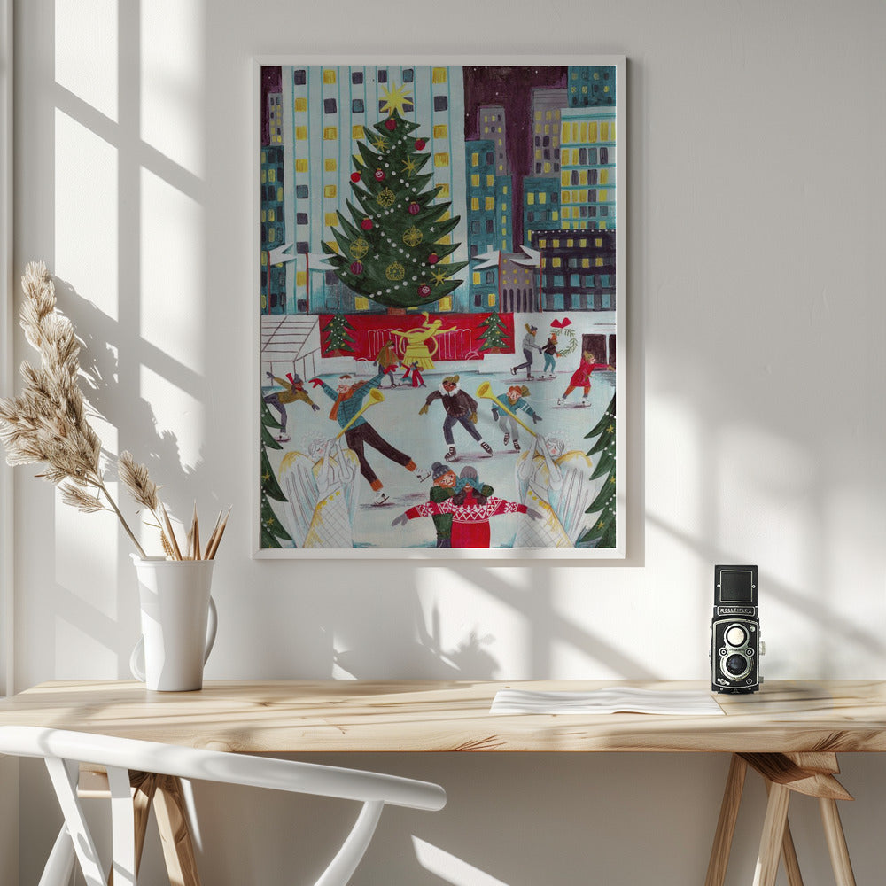 Ice skating at Rockefeller center - Poster / Art Print - interiör