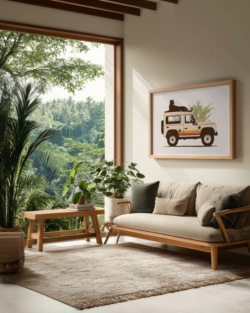 Black Panther On Car - Poster / Art Print - interiör