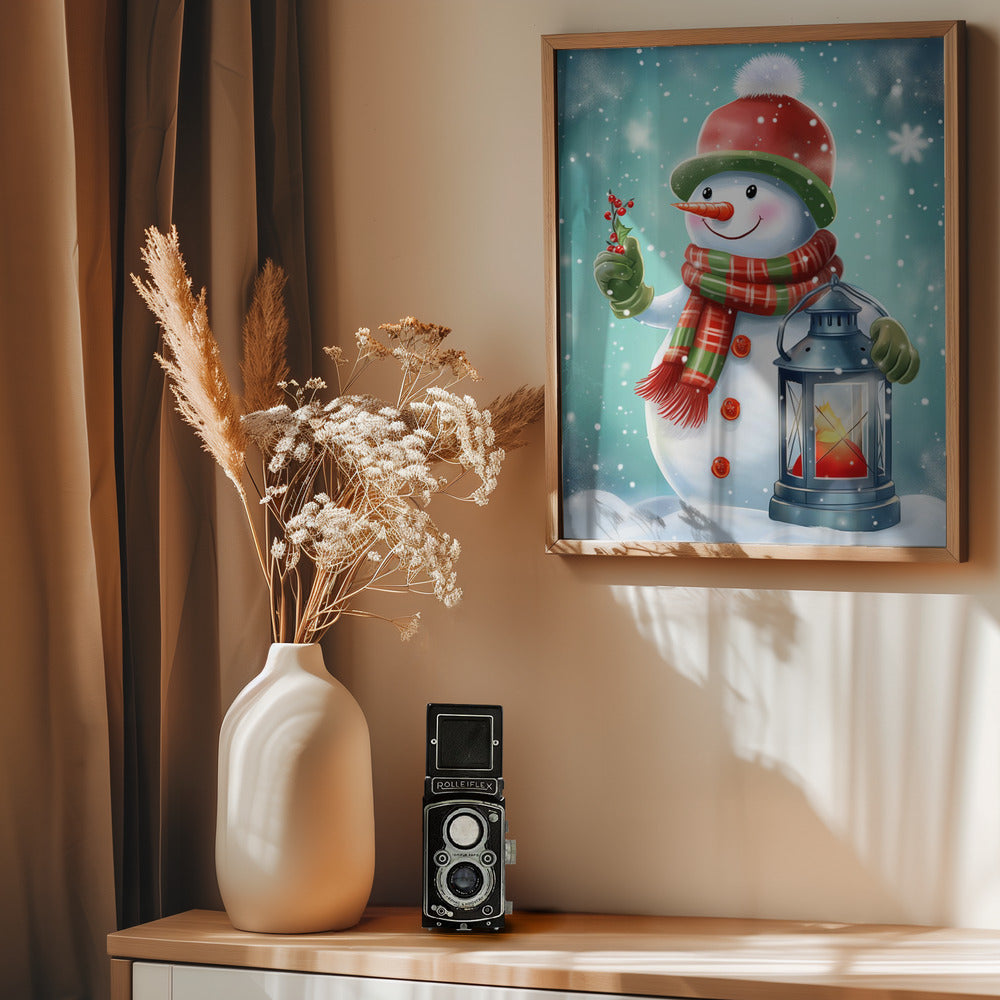 Cute Snowman No 2 - Poster / Art Print - interiör