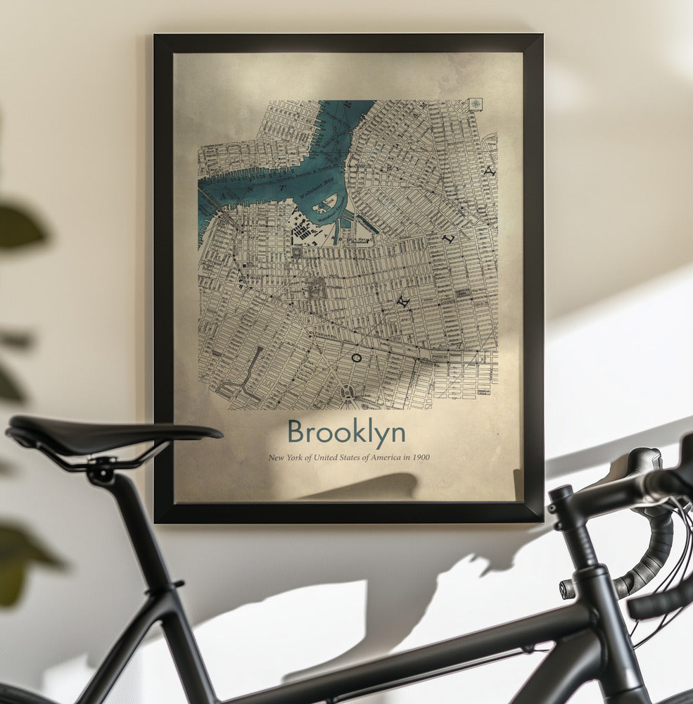 Brooklyn karta - Poster / Art Print - interiör