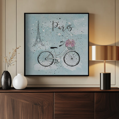 Blue Paris Bike - Poster / Art Print - interiör