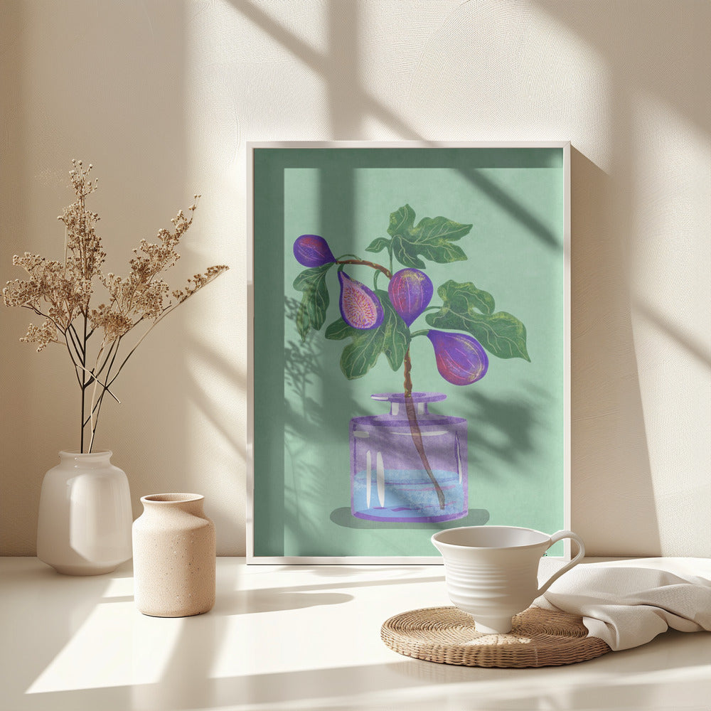Figs Branch In Vase - Poster / Art Print - interiör