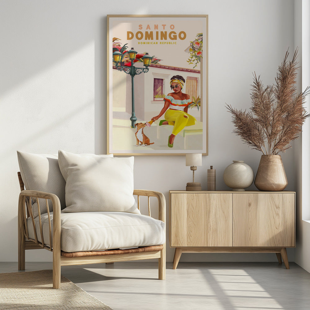 Santo Domingo Dominican Republic Woman & Dog - Poster / Art Print - interiör