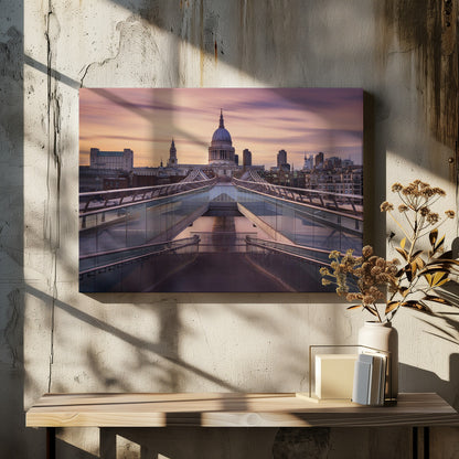 Millennium bridge leading towards St. Paul's church - Poster / Art Print - interiör