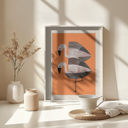 Tangerine Flamingos - Poster / Art Print - interiör