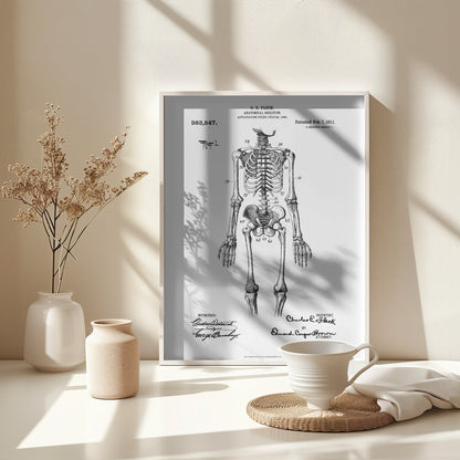 Anatomical Skeleton Patent 1911 - Poster / Art Print - interiör