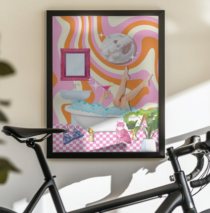 Groovy Bathtub Bliss - Poster / Art Print - interiör