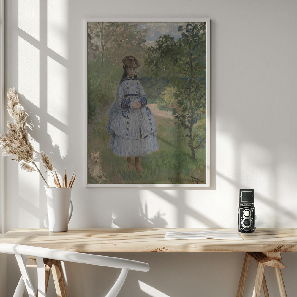 Girl With Dog By Claude Monet - Poster / Art Print - interiör