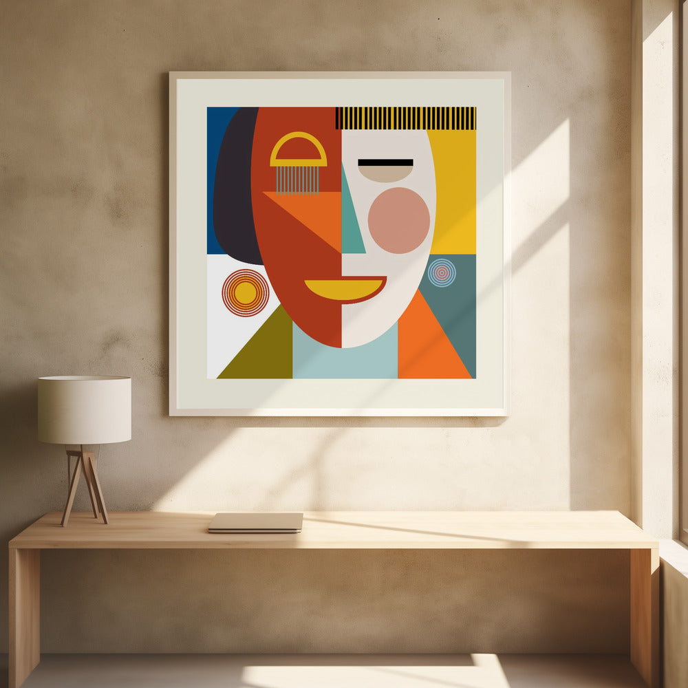 Faces Stripes Minimal Kopie - Poster / Art Print - interiör