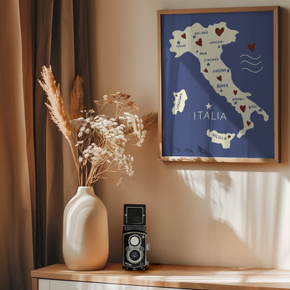 Italiy Map - Poster / Art Print - interiör