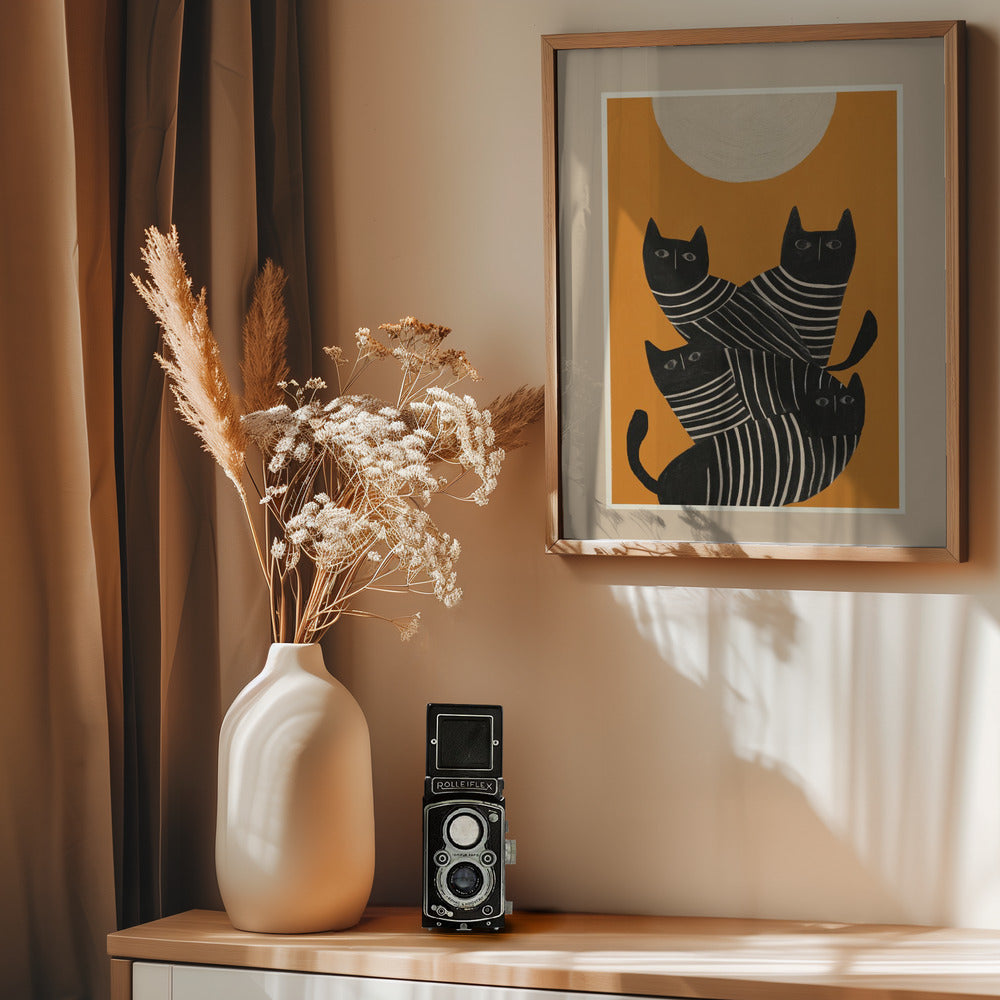 Abstract Black Cats - Poster / Art Print - interiör