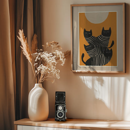 Abstract Black Cats - Poster / Art Print - interiör