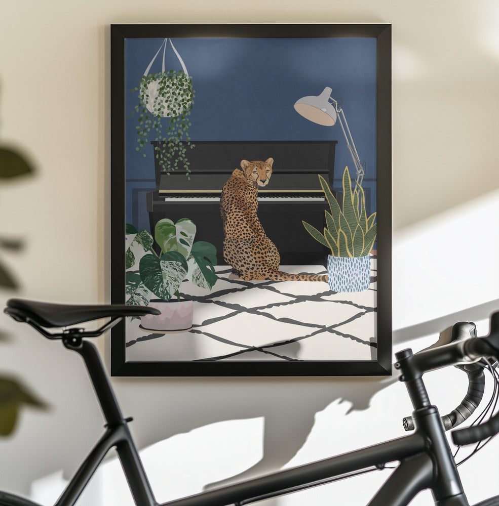 Cheetah playing piano - Poster / Art Print - interiör