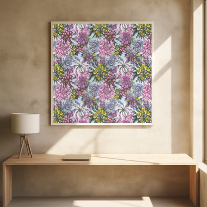 Colorful Flowers with Green Leaves - Poster / Art Print - interiör