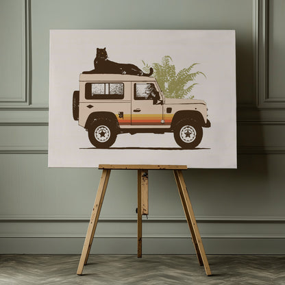 Black Panther On Car - Poster / Art Print - interiör