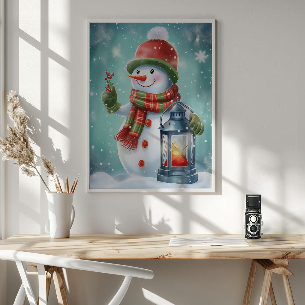 Cute Snowman No 2 - Poster / Art Print - interiör