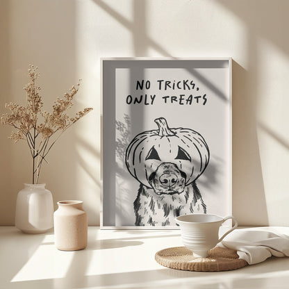 No Tricks Only Treats Pumpkin Dog - Poster / Art Print - interiör