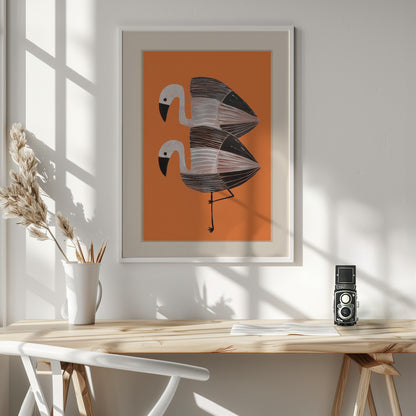 Tangerine Flamingos - Poster / Art Print - interiör
