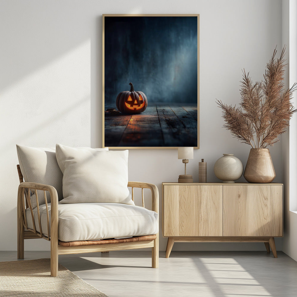 Lantern Pumpkin Halloween Scene (1) - Poster / Art Print - interiör