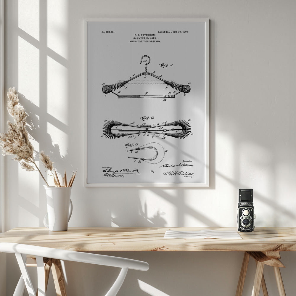 Garment Hanger Patent 1906 - Poster / Art Print - interiör