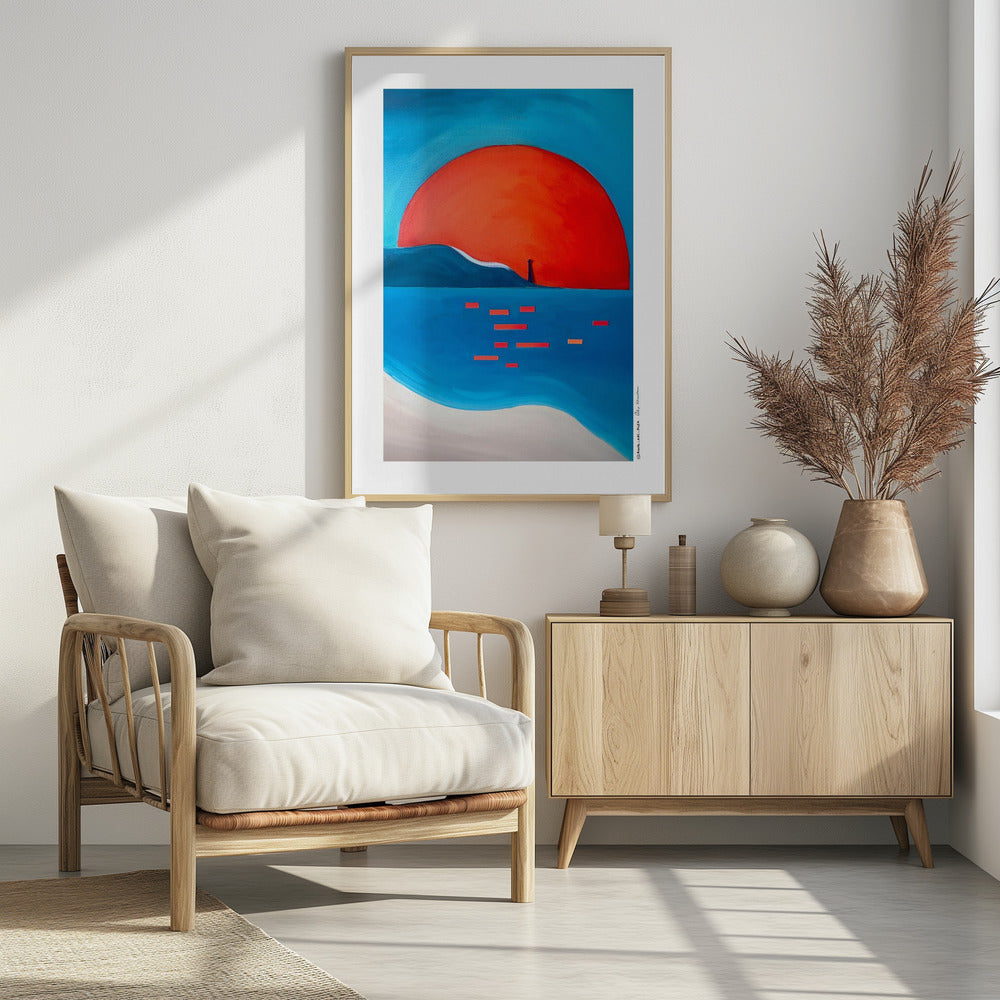 Vibrant Sunset Lighthouse - Poster / Art Print - interiör