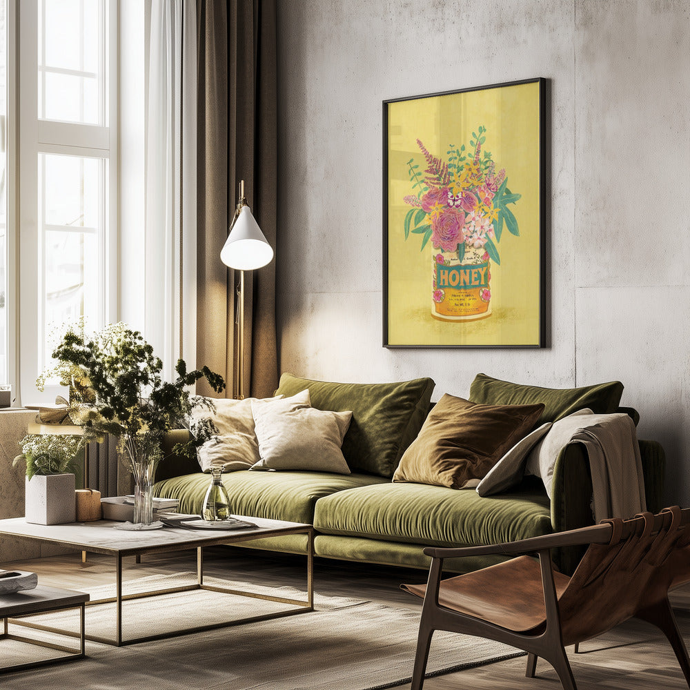 Flowers In a vintage Honey Can - Poster / Art Print - interiör
