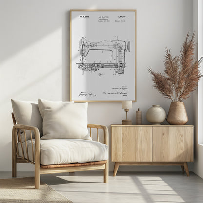 Sewing Machine Patent 1944 - Poster / Art Print - interiör