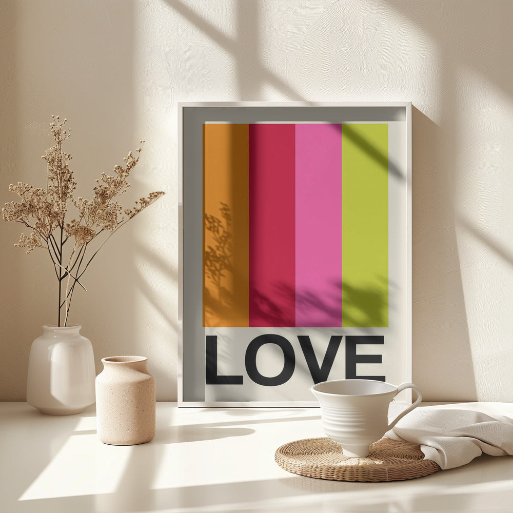 Retro Stripe LOVE Fruit - Poster / Art Print - interiör