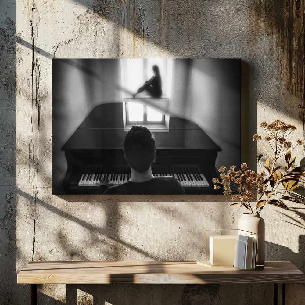 the pianist and his muse - Poster / Art Print - interiör