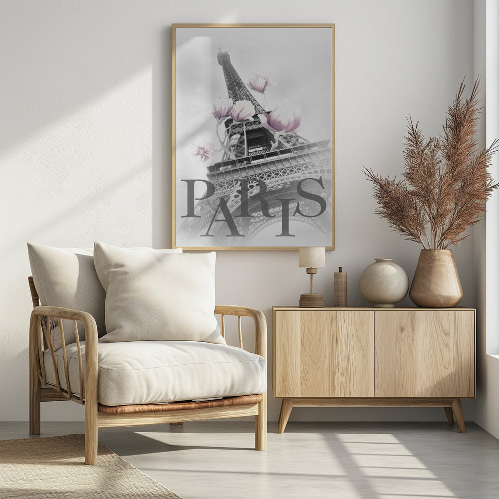 PARIS Magnolia Eiffel Tower - Poster / Art Print - interiör
