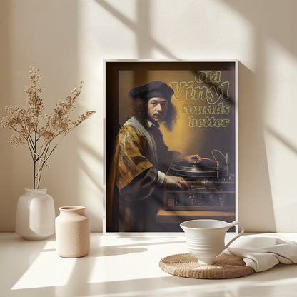 Old Vinyl Sounds Better - Poster / Art Print - interiör