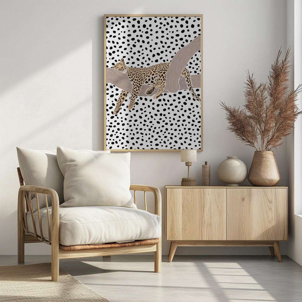 Leopard Sleeping Polkadots - Poster / Art Print - interiör