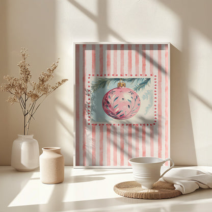 Pink Christmas Bauble - Poster / Art Print - interiör