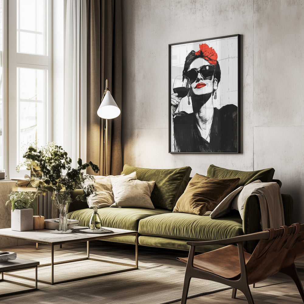 Woman and drink - Poster / Art Print - interiör