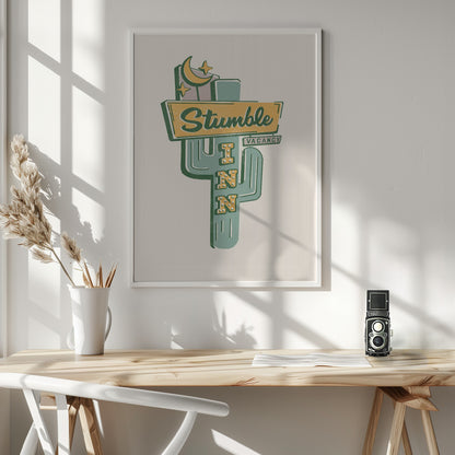 Stumble Inn Southwestern Roadside Motel Art - Poster / Art Print - interiör