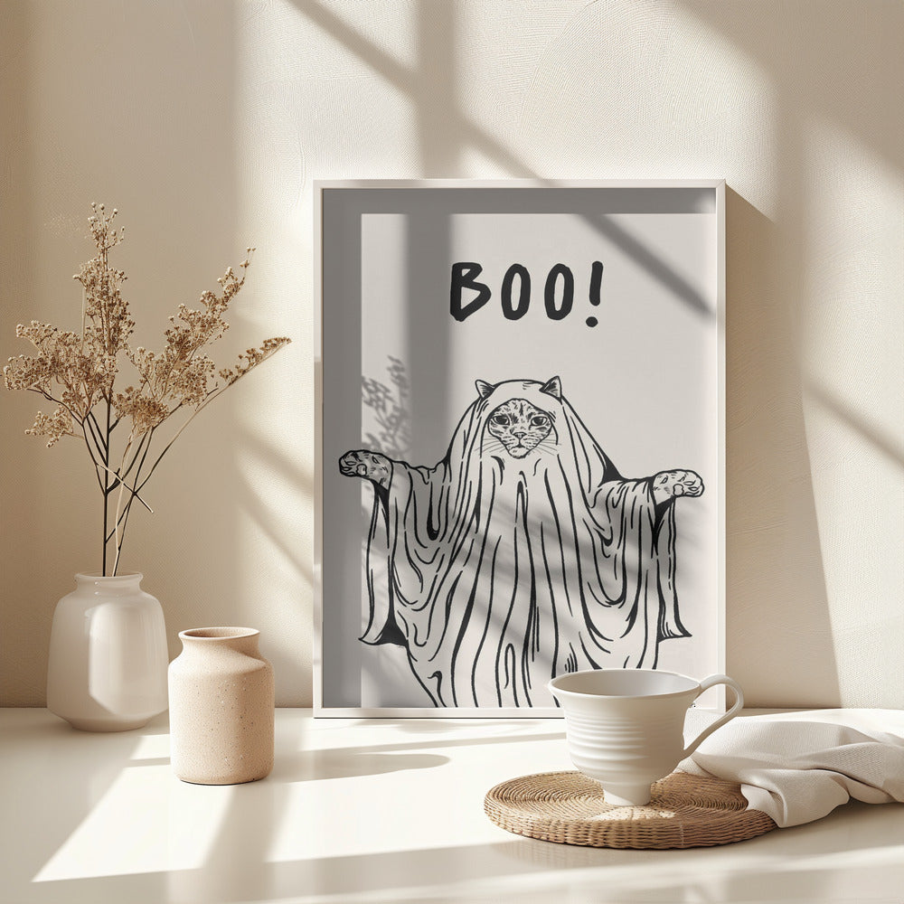 Boo! Ghost Cat - Poster / Art Print - interiör