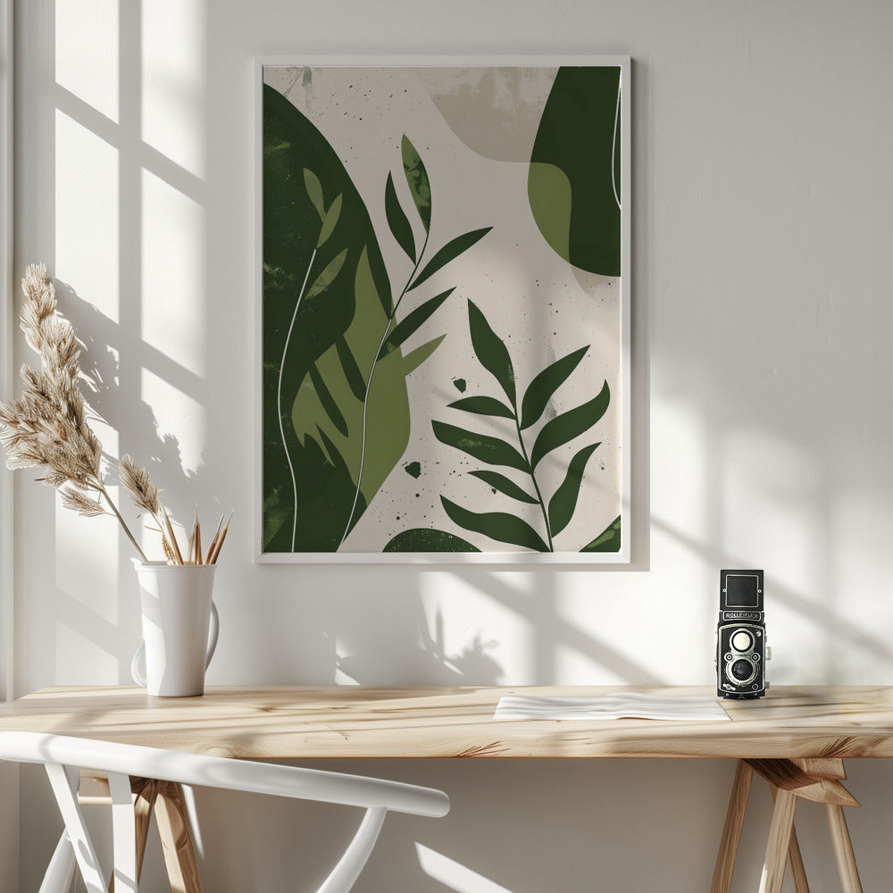 Green Abstract Leaves No 2 - Poster / Art Print - interiör
