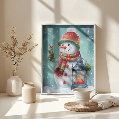 Cute Snowman No 2 - Poster / Art Print - interiör