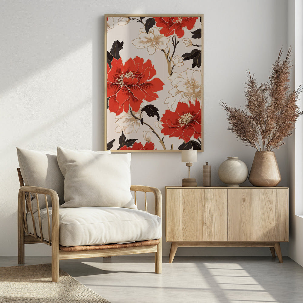 Red And White Flowers - Poster / Art Print - interiör
