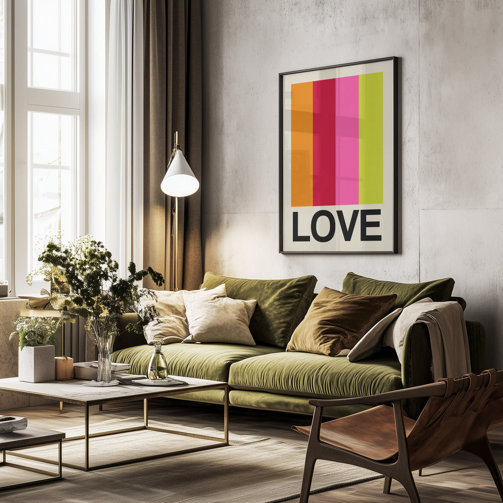 Retro Stripe LOVE Fruit - Poster / Art Print - interiör