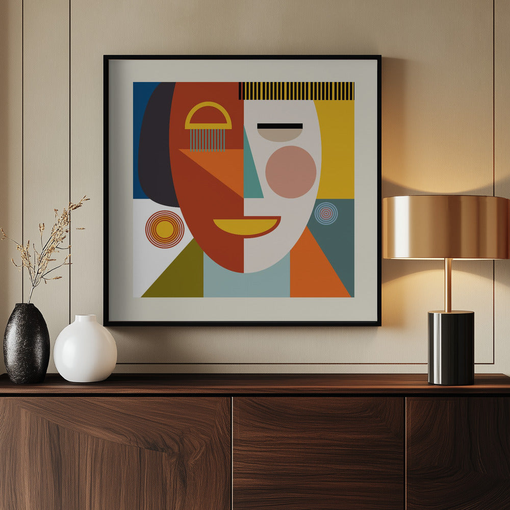 Faces Stripes Minimal Kopie - Poster / Art Print - interiör