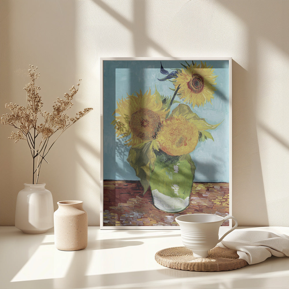 Vase With Three Sunflowers - Poster / Art Print - interiör