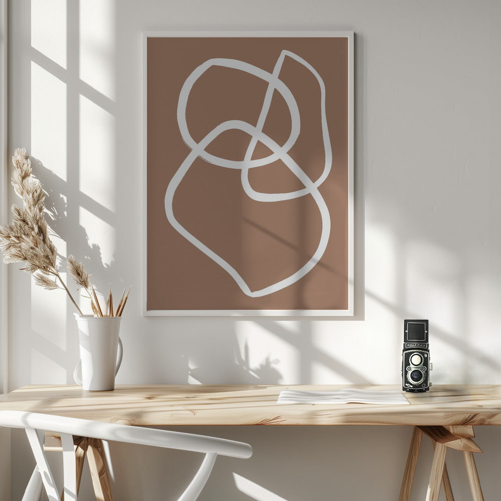 Abstract Lines Mocha - Poster / Art Print - interiör