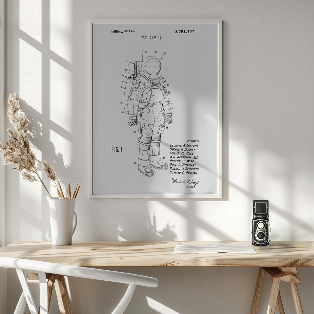 Space Suit Patent 1973 - Poster / Art Print - interiör