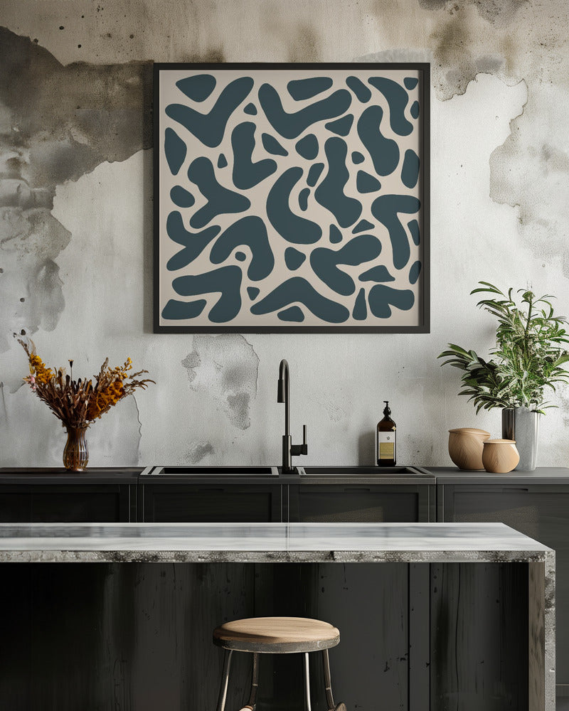 Abstract Lines And Shapes Greyish Green - Poster / Art Print - interiör