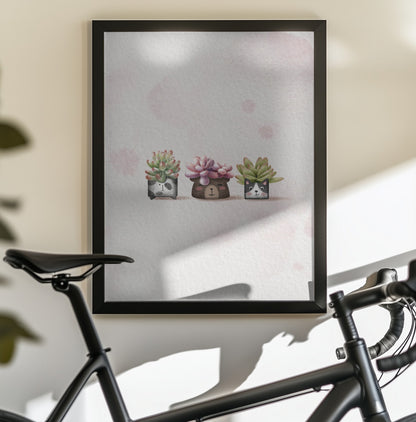 Cute Succulents - Poster / Art Print - interiör