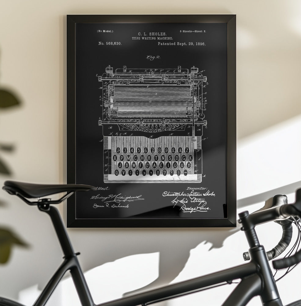 Typewriter Patent 1896 - Poster / Art Print - interiör